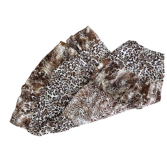 Vintage Y2K Brown Animal Print Tiered Maxi Skirt Petite XL - Picture 2 of 9